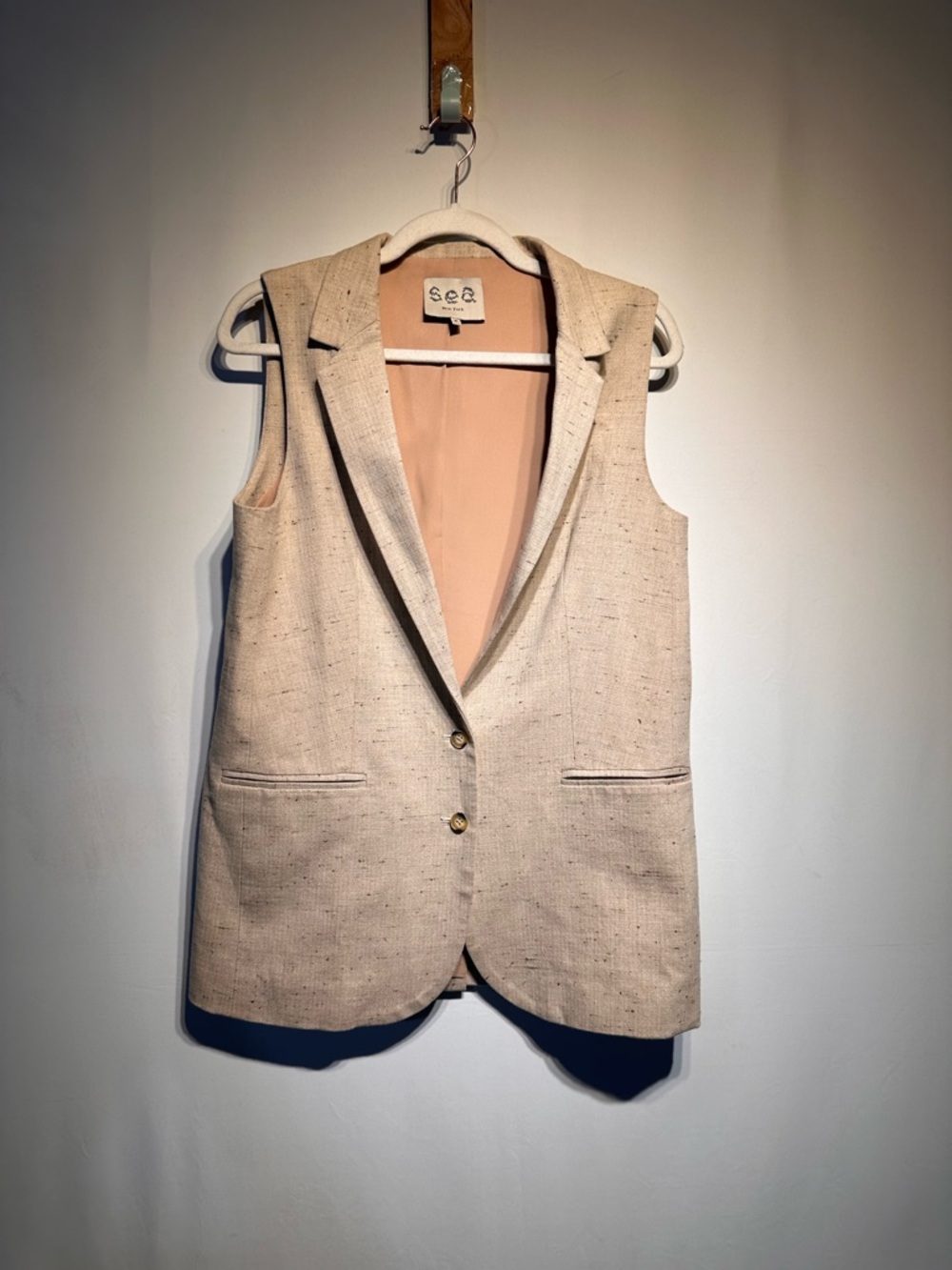 Sea New York Sleeveless Tweed Vest in Beige